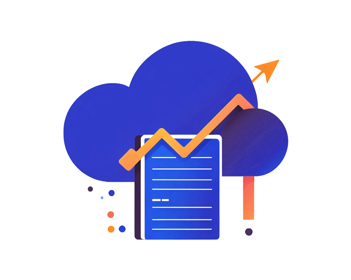 Illustration of an abstract cloud with a document in front of it